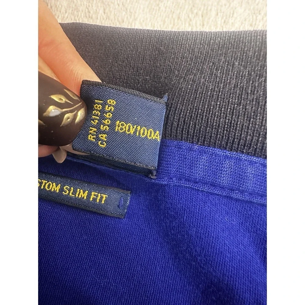 Polo Ralph Lauren Polo Shirt Mens Large Royal Blue‎ Custom Slim Fit Long Sleeve